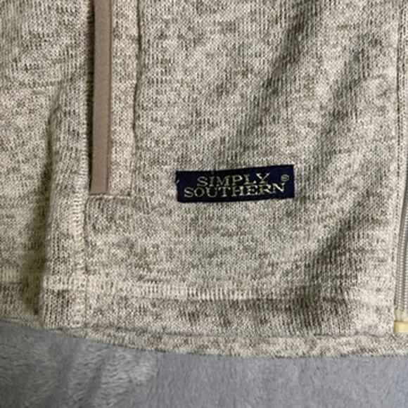 Simply Southern Full Zip Vest Womens Medium Oatmeal Heathered Fall Layering - Picture 4 of 7